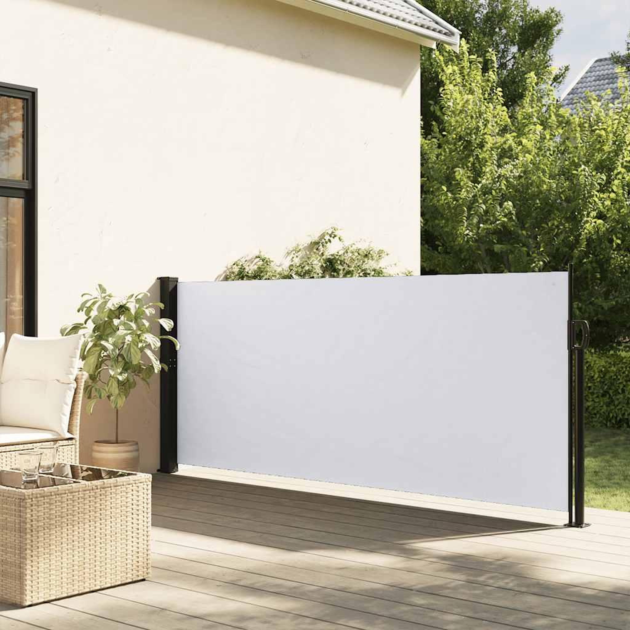 VIDAXL Auvent lateral retractable blanc 100x300 cm