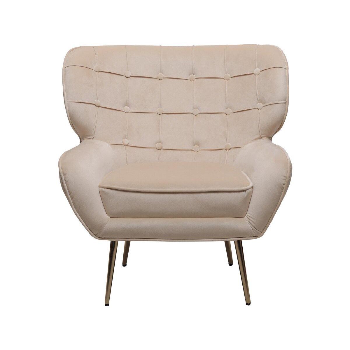 Habitat et Jardin Fauteuil en velours  Austin  - 79 x 71 x 79.5 cm - Beige