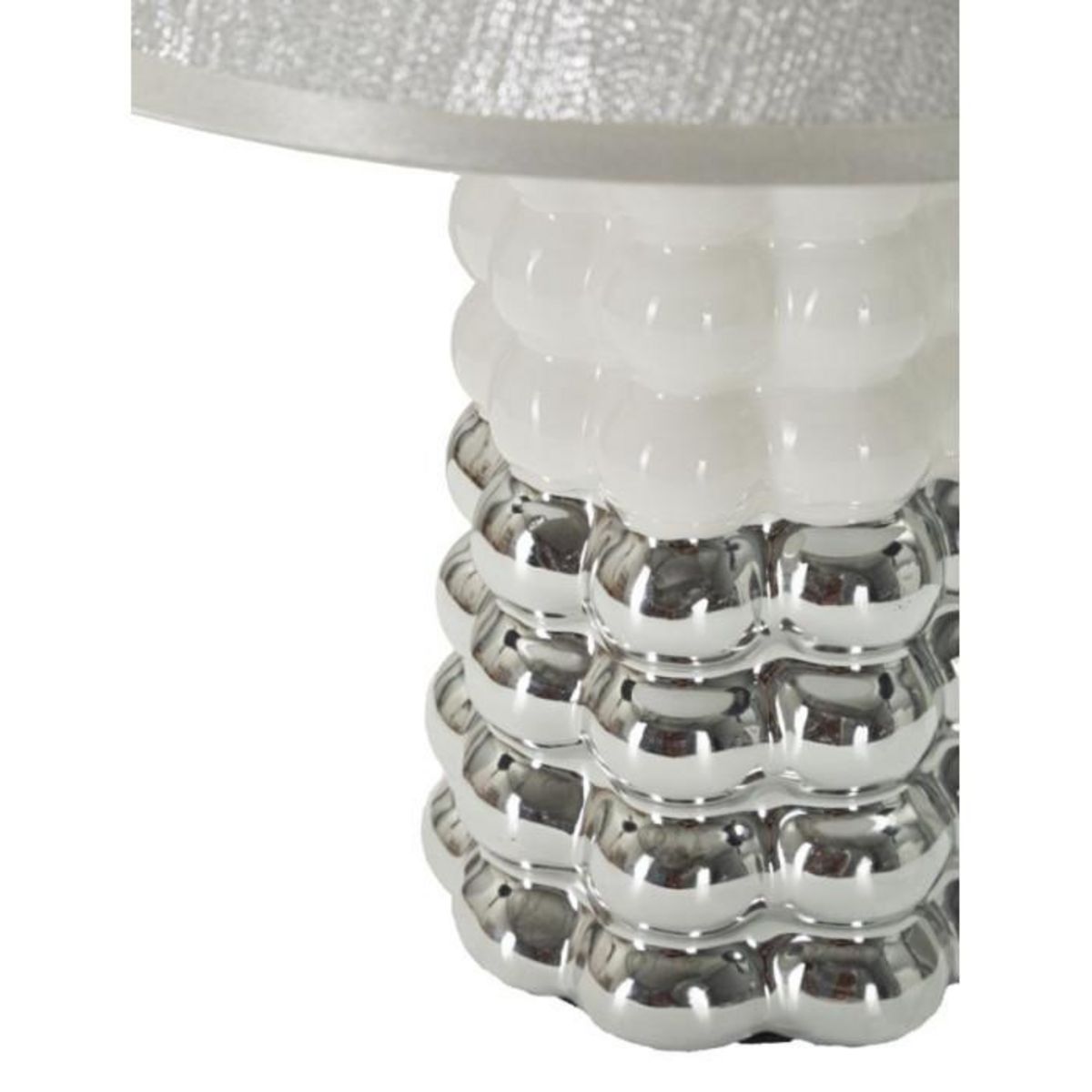 Paris Prix Lampe à Poser en Céramique  Lace  33cm Argent & Blanc