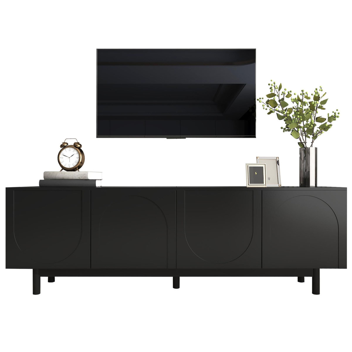 MERAX Meuble tv noir 175 cm mdf