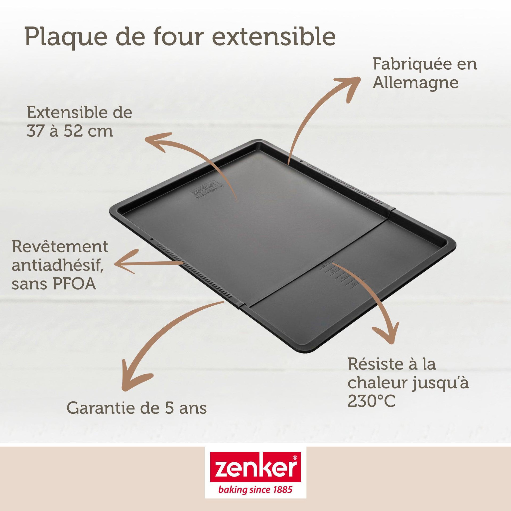 Voir la diapositive 3 : ZENKER Plaque à pâtisserie extensible de 37 x 52 cm zenker black metallic