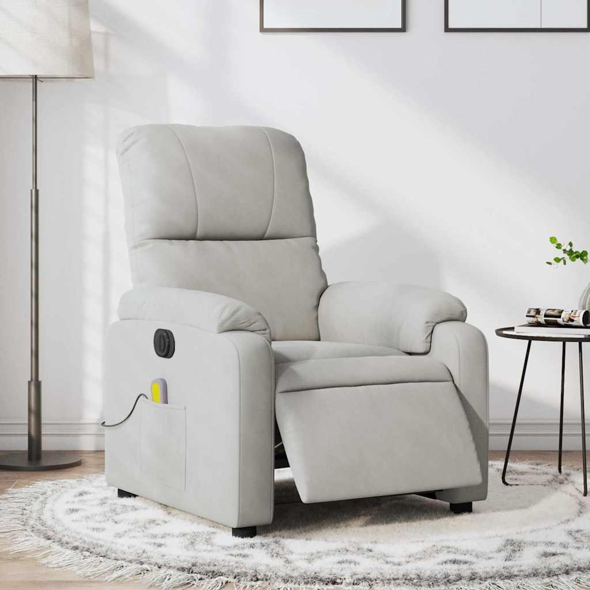 VIDAXL Fauteuil inclinable de massage electrique gris clair