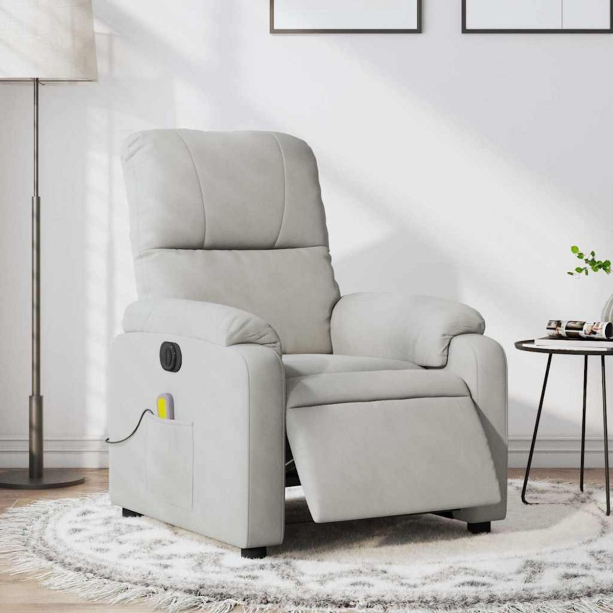 VIDAXL Fauteuil inclinable de massage electrique gris clair