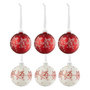 Voir la diapositive 1 : Paris Prix Lot de 6 Boules de Noël  Flocons de Neige  8cm Blanc & Rouge