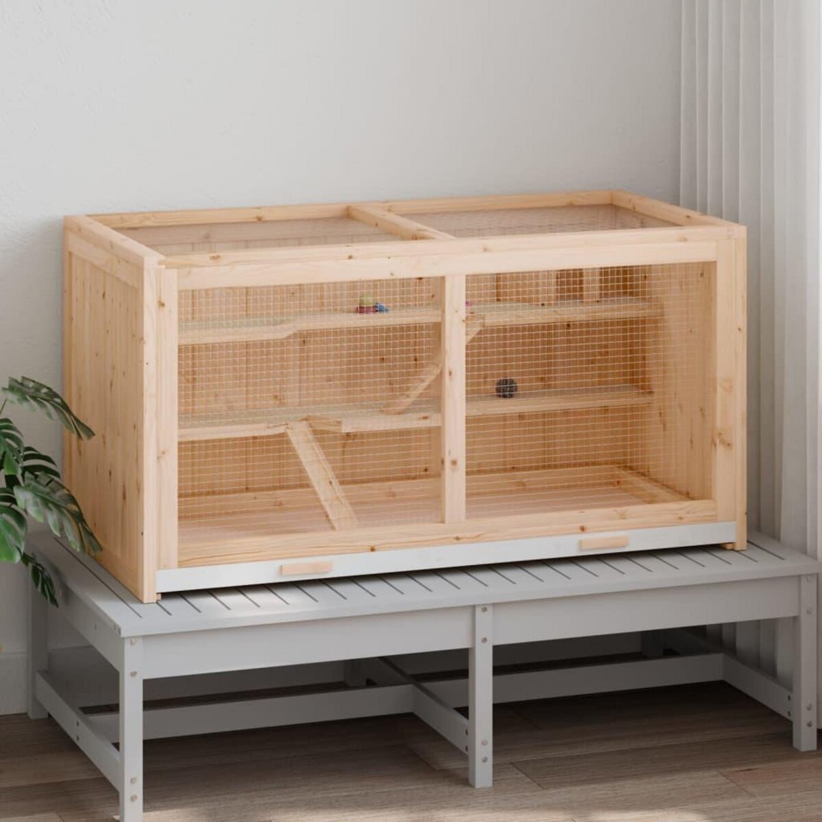 VIDAXL Cage a hamster 104x52x54 cm bois massif de sapin