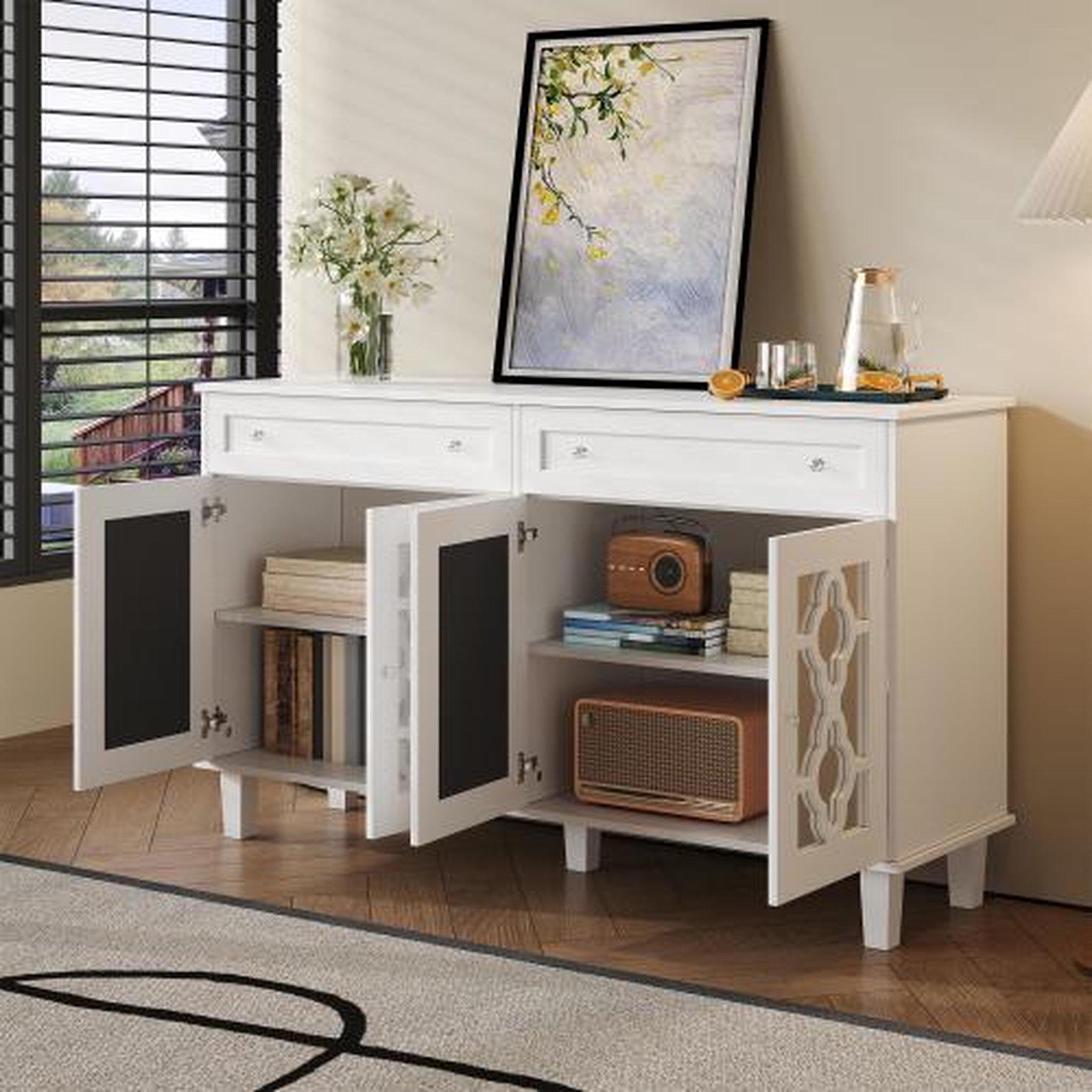 Voir la diapositive 2 : MERAX Buffet 4 porte(s) 2 tiroir(s) - 140 cm blanc mdf
