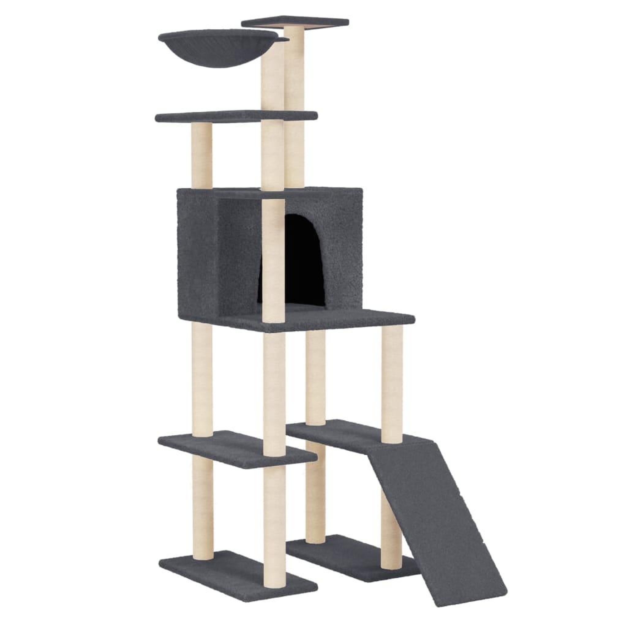 Voir la diapositive 2 : VIDAXL Arbre a chat avec griffoirs en sisal Gris fonce 166 cm