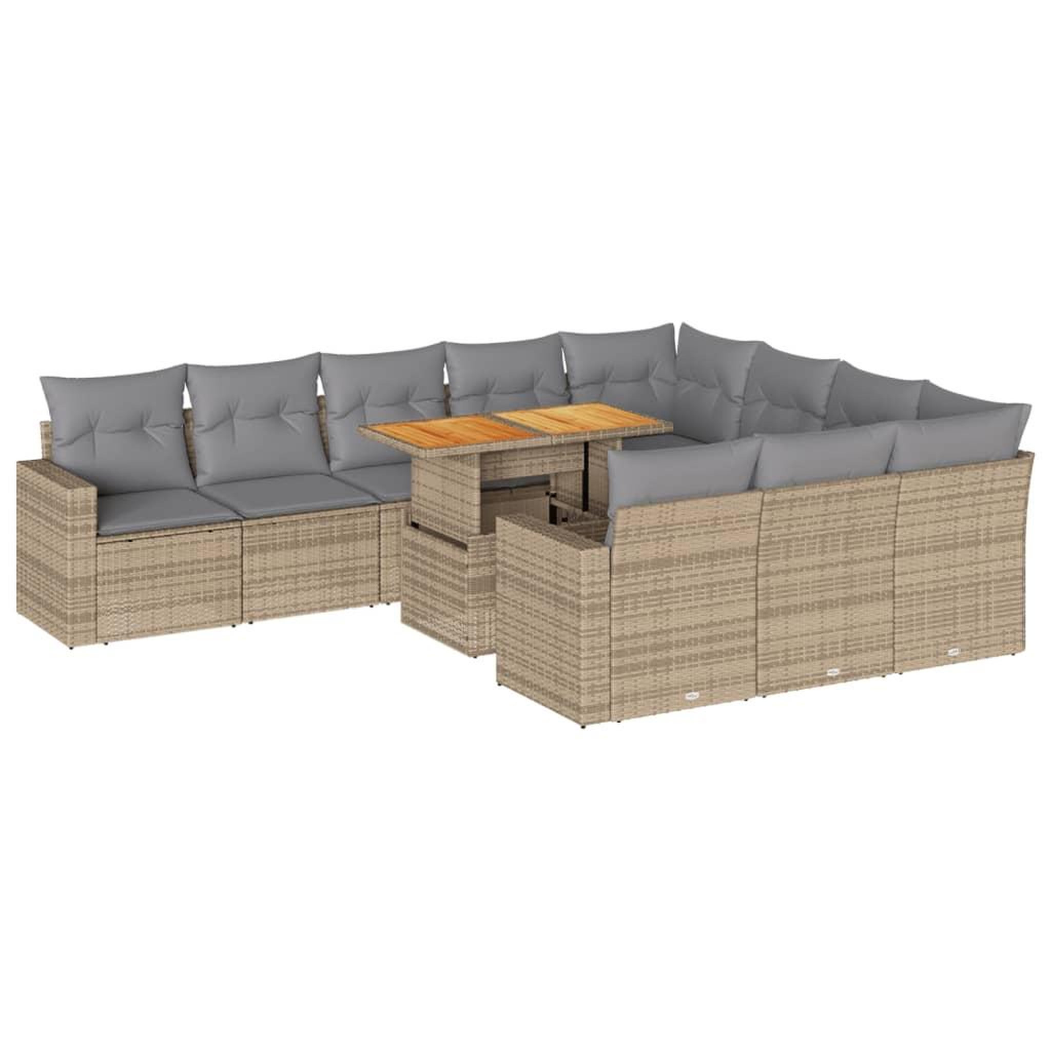 Voir la diapositive 2 : VIDAXL Salon de jardin 11 pcs avec coussins beige resine tressee