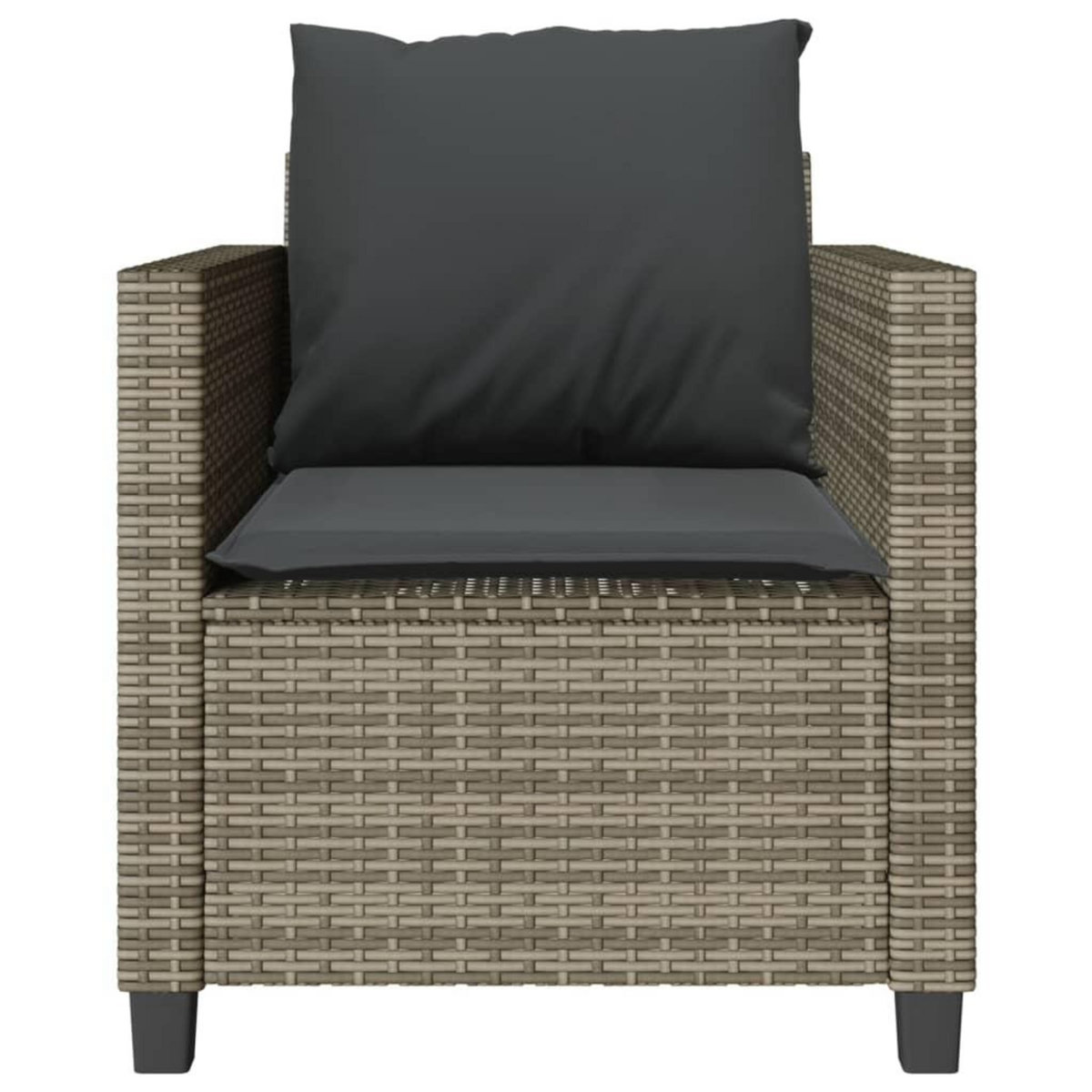 VIDAXL Ensemble de bistro 3 pcs avec coussins gris resine tressee