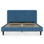 Voir la diapositive 3 : ID MARKET Lit double ANNIE avec tête de lit et sommier 140 x 190 cm velours bleu