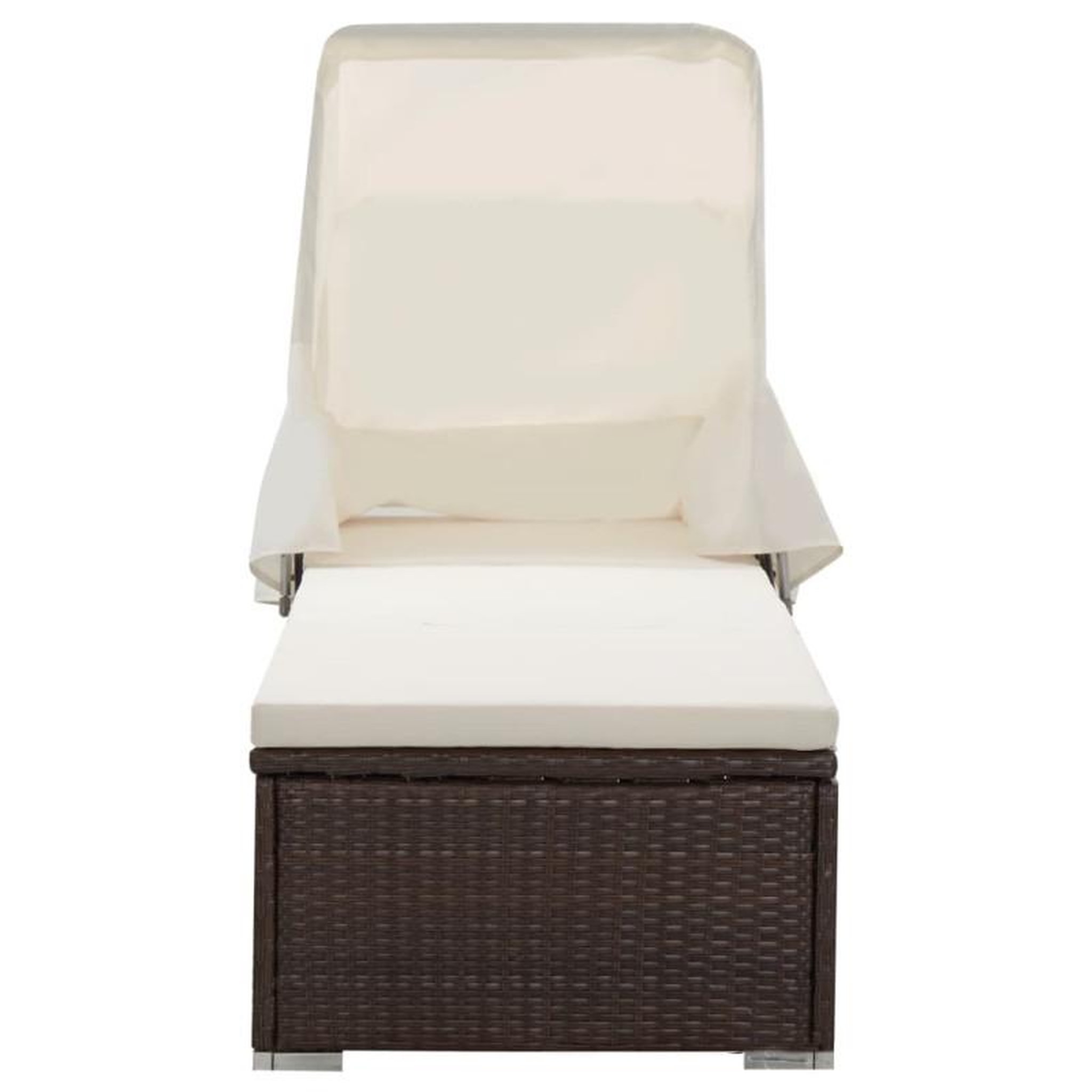 Voir la diapositive 2 : VIDAXL Chaise longue avec auvent et coussin résine tressée marron