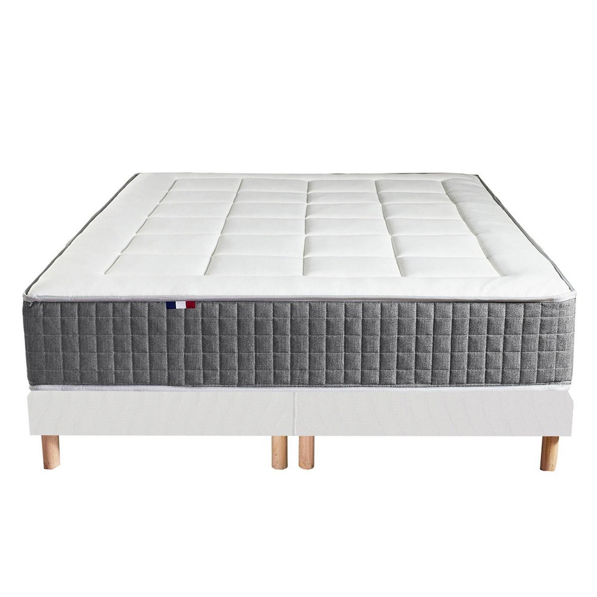 IDLITERIE Ensemble Matelas Ressort 7 zones H.28cm + Sommier Fabriqué en France MAX