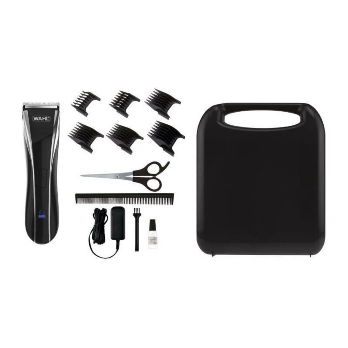 WAHL Tondeuse a cheveux - WAHL - 1911.0467 Lithium Pro LCD Clipper - 6 W - 100 min - 6 sabots - Noir