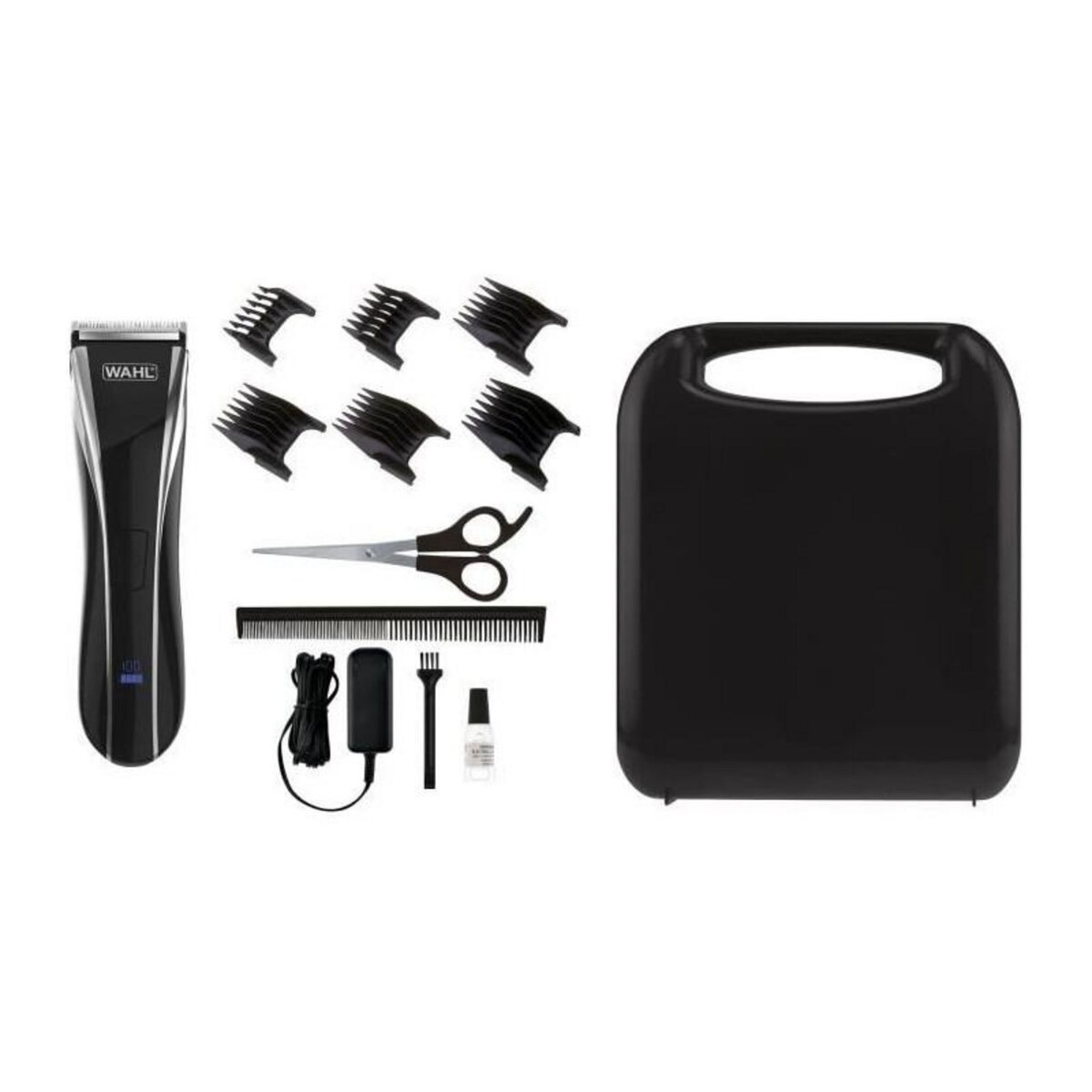 WAHL Tondeuse a cheveux - WAHL - 1911.0467 Lithium Pro LCD Clipper - 6 W - 100 min - 6 sabots - Noir
