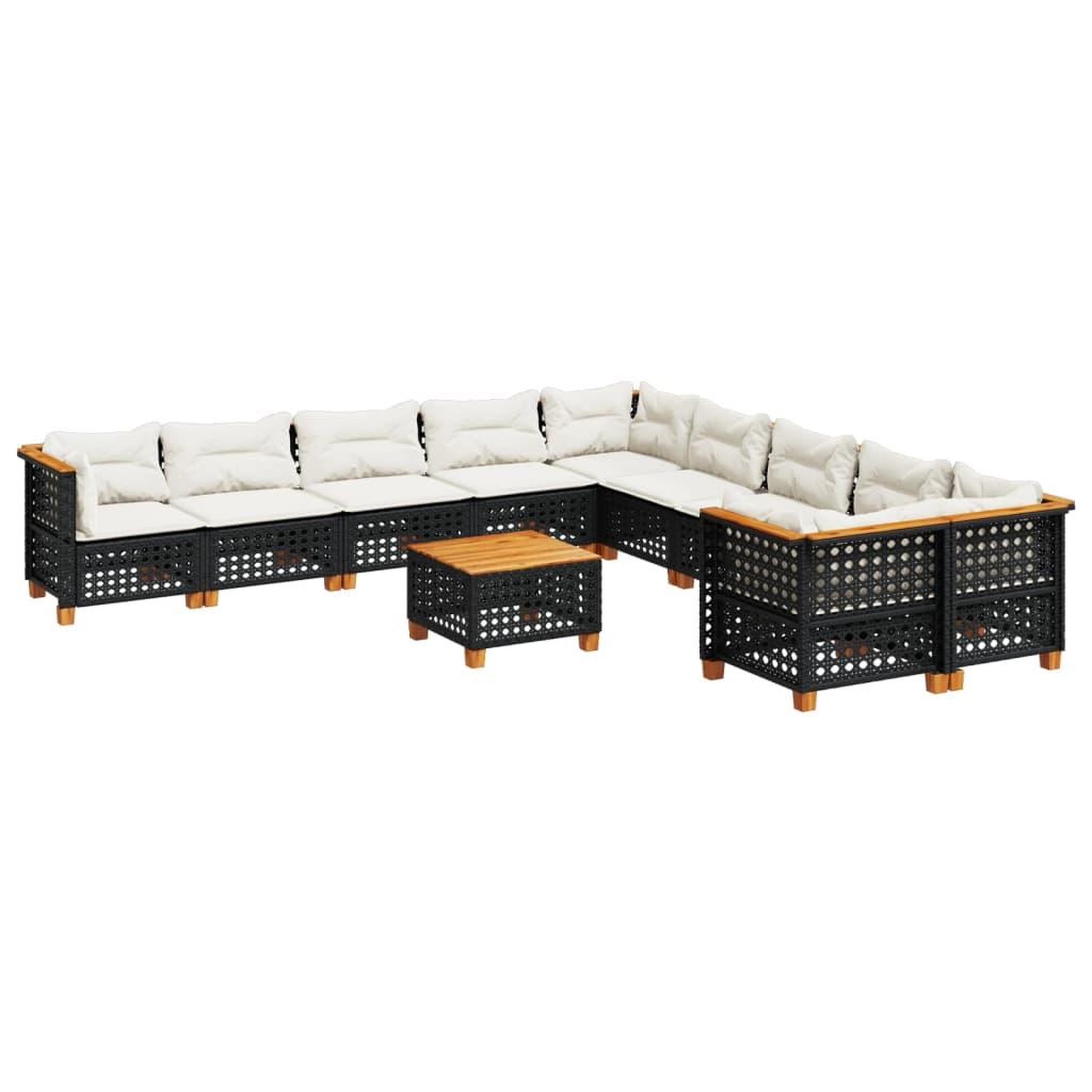 Voir la diapositive 2 : VIDAXL Salon de jardin 11 pcs avec coussins noir resine tressee