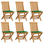 Voir la diapositive 1 : VIDAXL Chaises de jardin et coussins vert lot de 6 Bois de teck massif