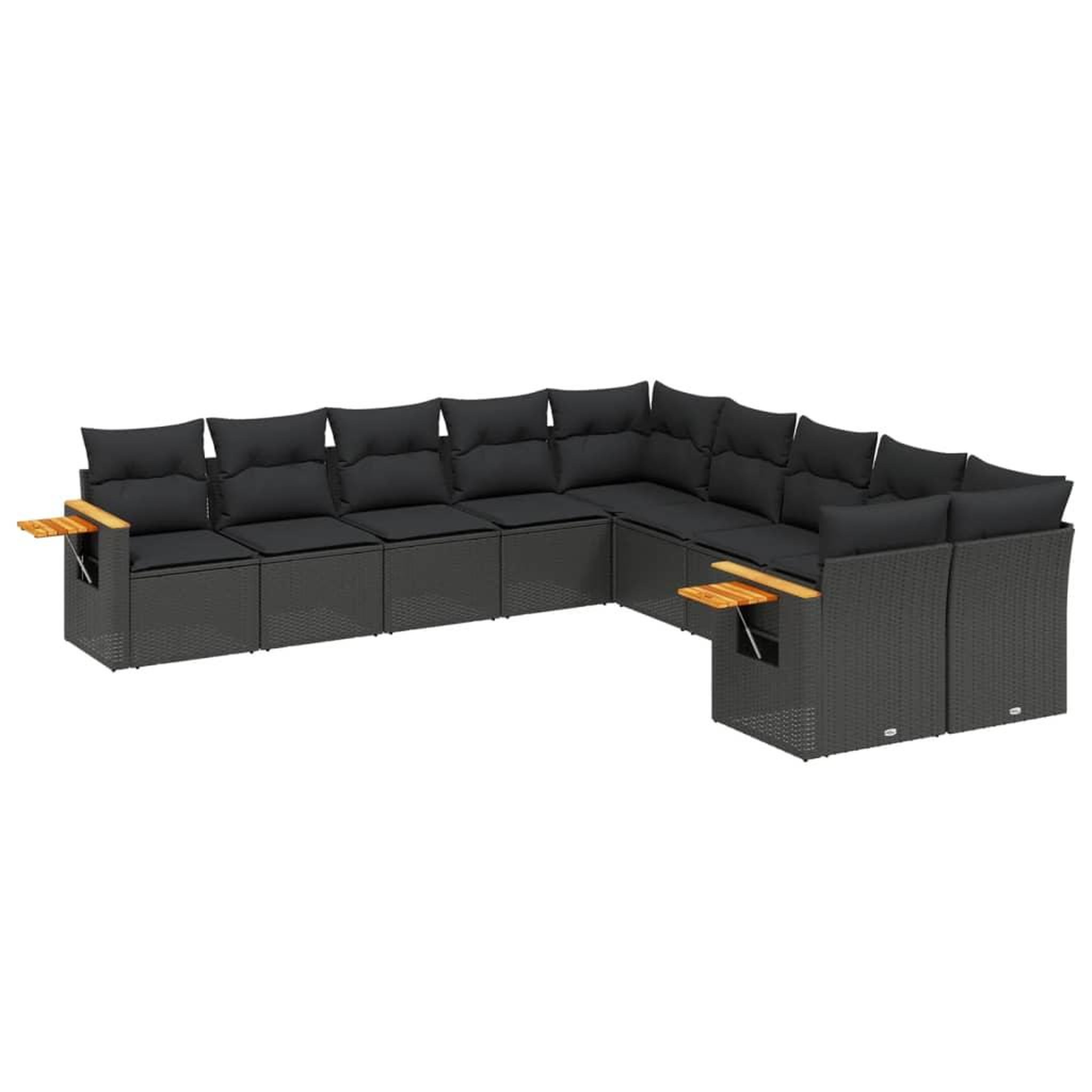 Voir la diapositive 2 : VIDAXL Salon de jardin 10 pcs avec coussins noir resine tressee
