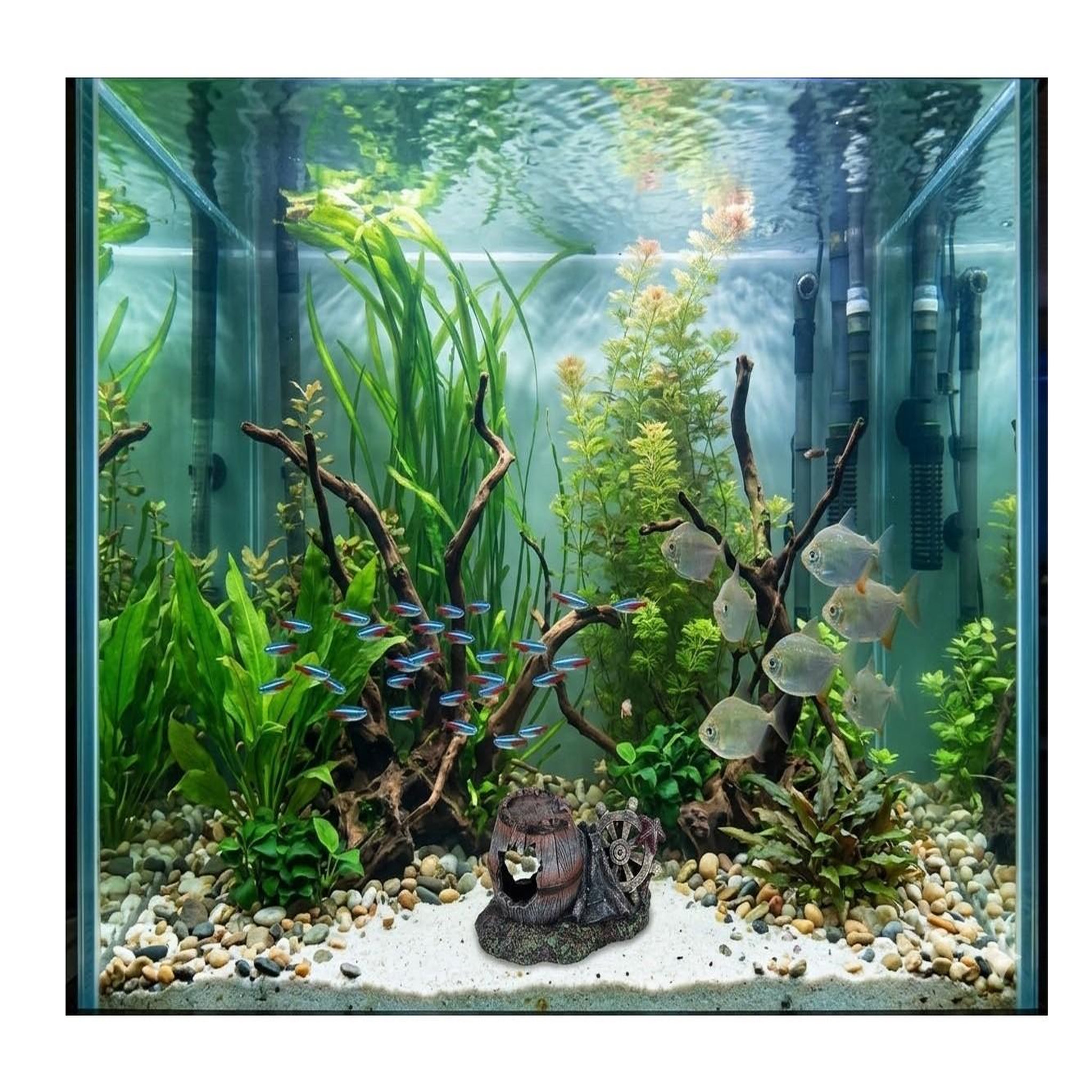 Voir la diapositive 3 : Eden Décoration aquarium tonneau cassé gouvernail cachette pour poisson