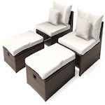 Habitat et Jardin Lot de 2 fauteuils de jardin avec repose pieds et coffre  Farel - Beige/Marron