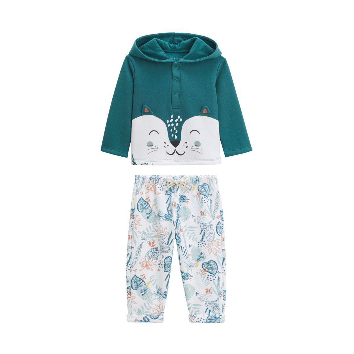 Petit Béguin Ensemble bébé sweat-shirt à capuche et pantalon en molleton Roméo