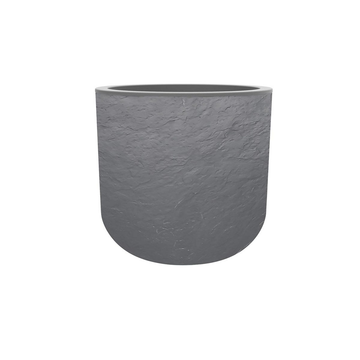 Eda Pot de fleurs rond en plastique Volcania UP gris galet - Ø 40 cm - Eda