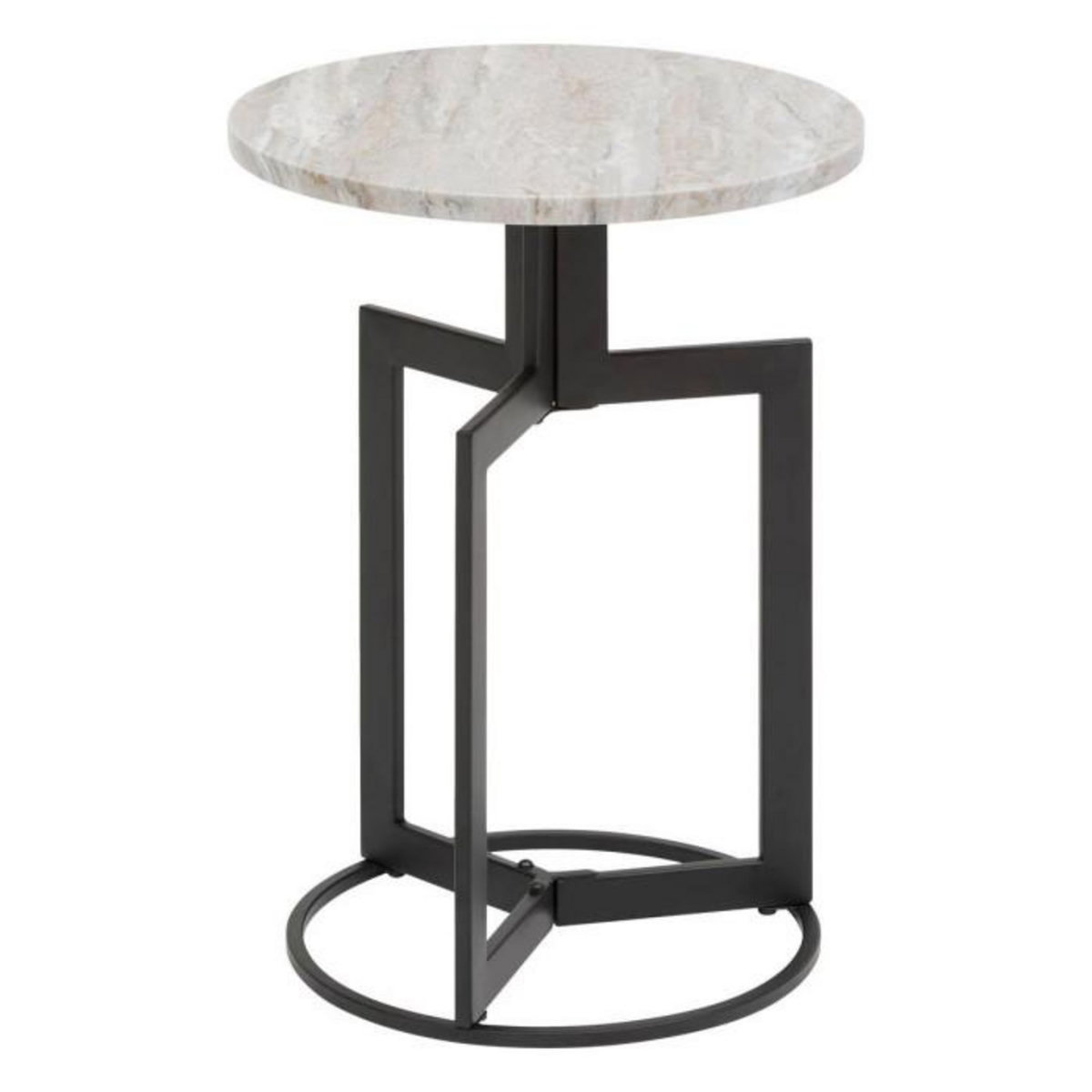 ATMOSPHERA Table d'Appoint Effet Marbre  Tusco  49cm Noir
