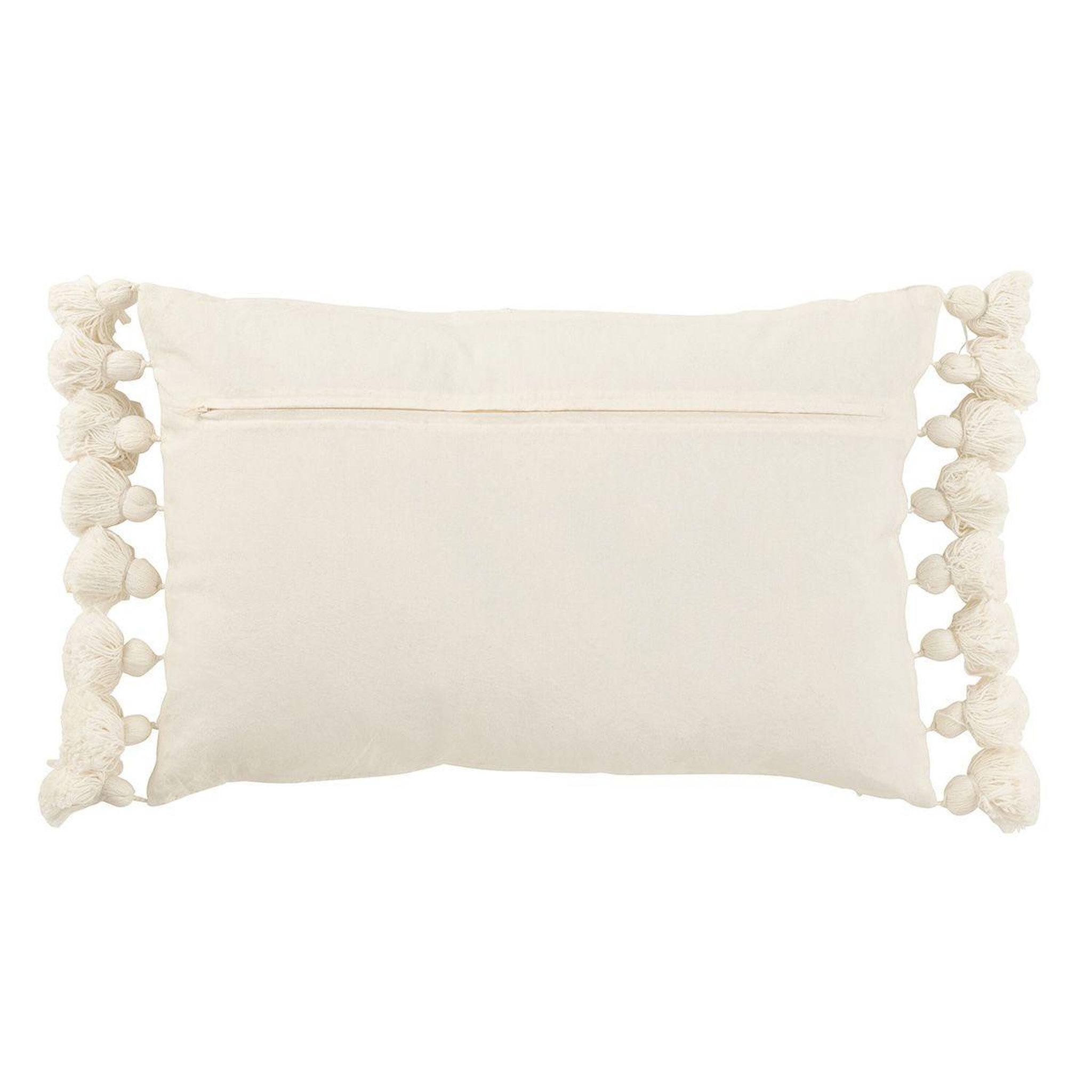 Voir la diapositive 2 : J-LINE Coussin déco pompons  bella  38x59cm blanc