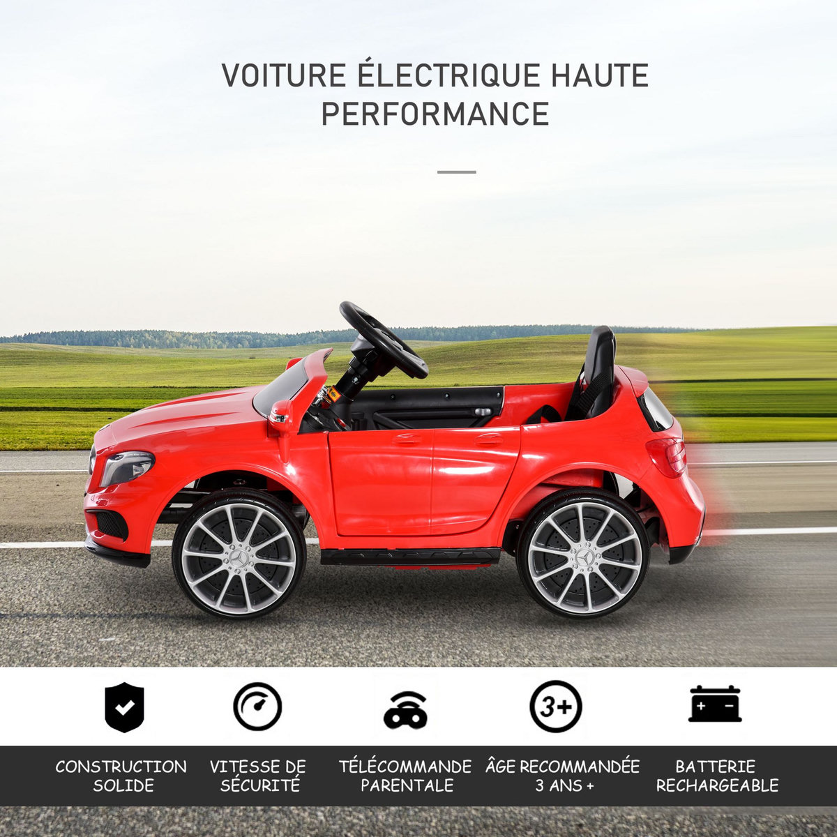 HOMCOM Voiture véhicule électrique enfant 6 V 7 Km/h max. télécommande effets sonores + lumineux Mercedes GLA AMG rouge