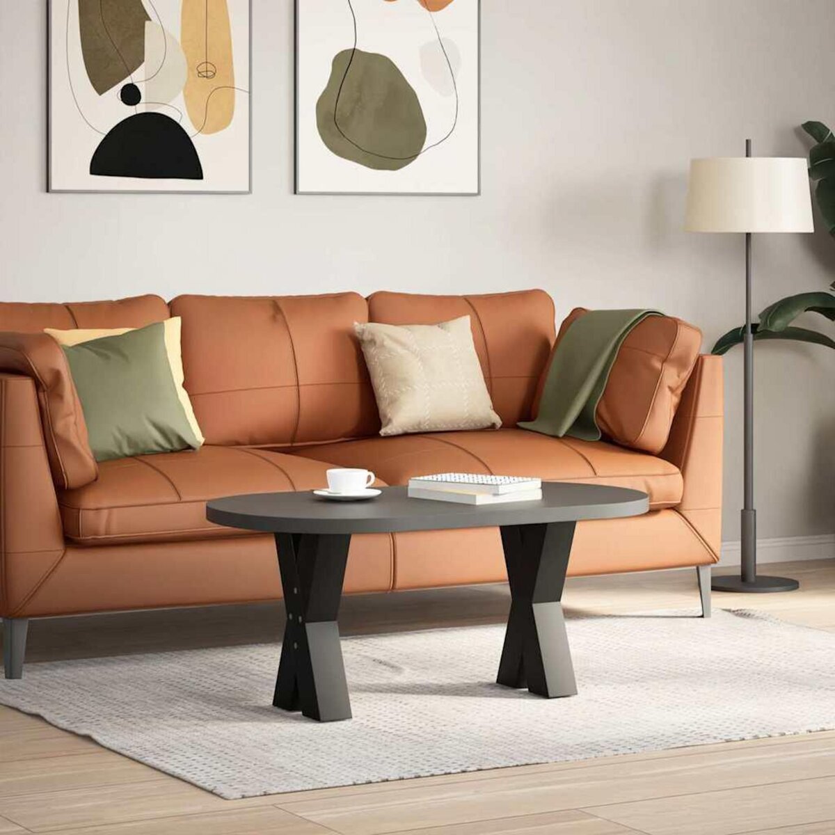 VIDAXL Pieds de table basse forme de X 2 pcs noir 28x(42-43) cm acier