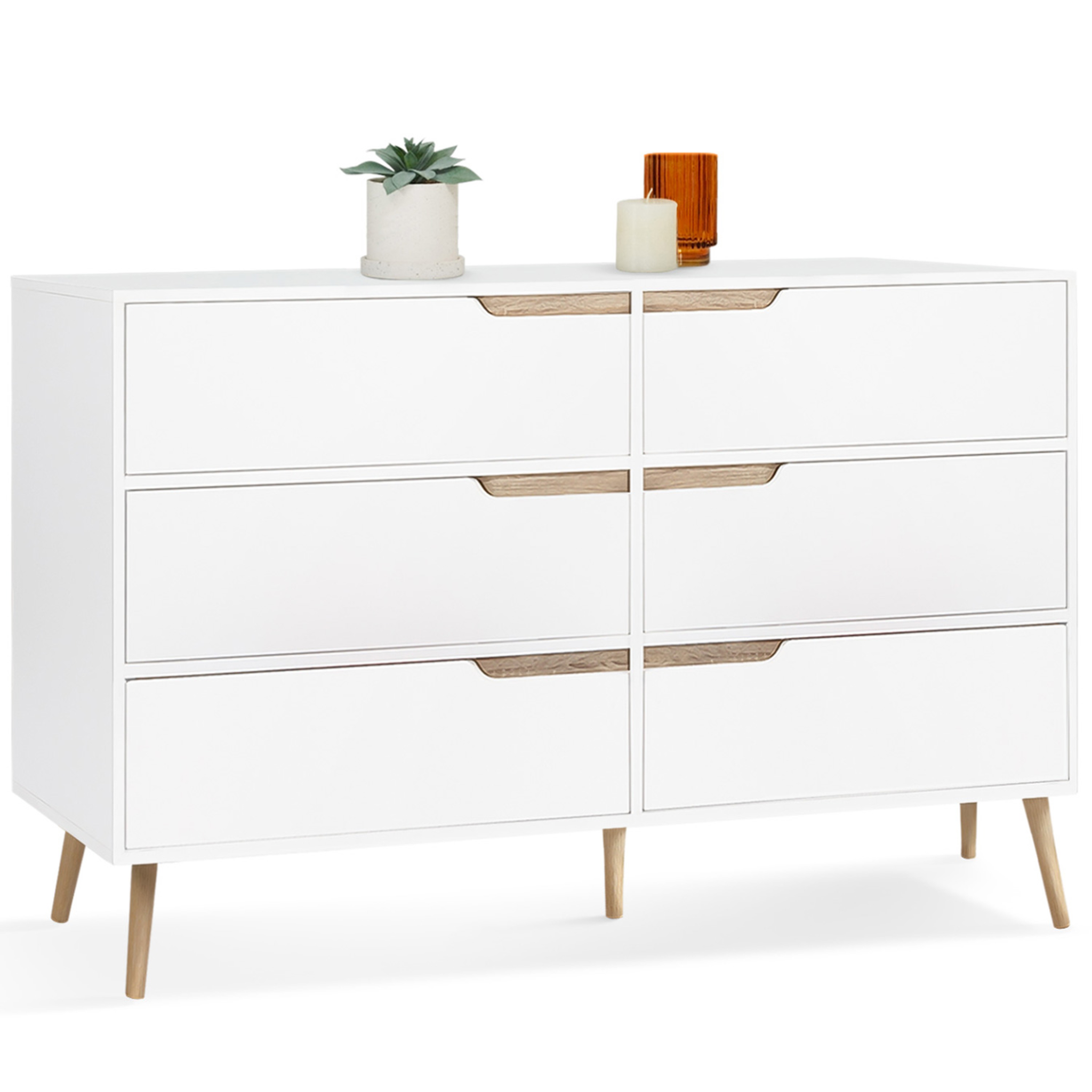 ID MARKET Commode 6 tiroirs helsinki 115 cm scandinave blanc