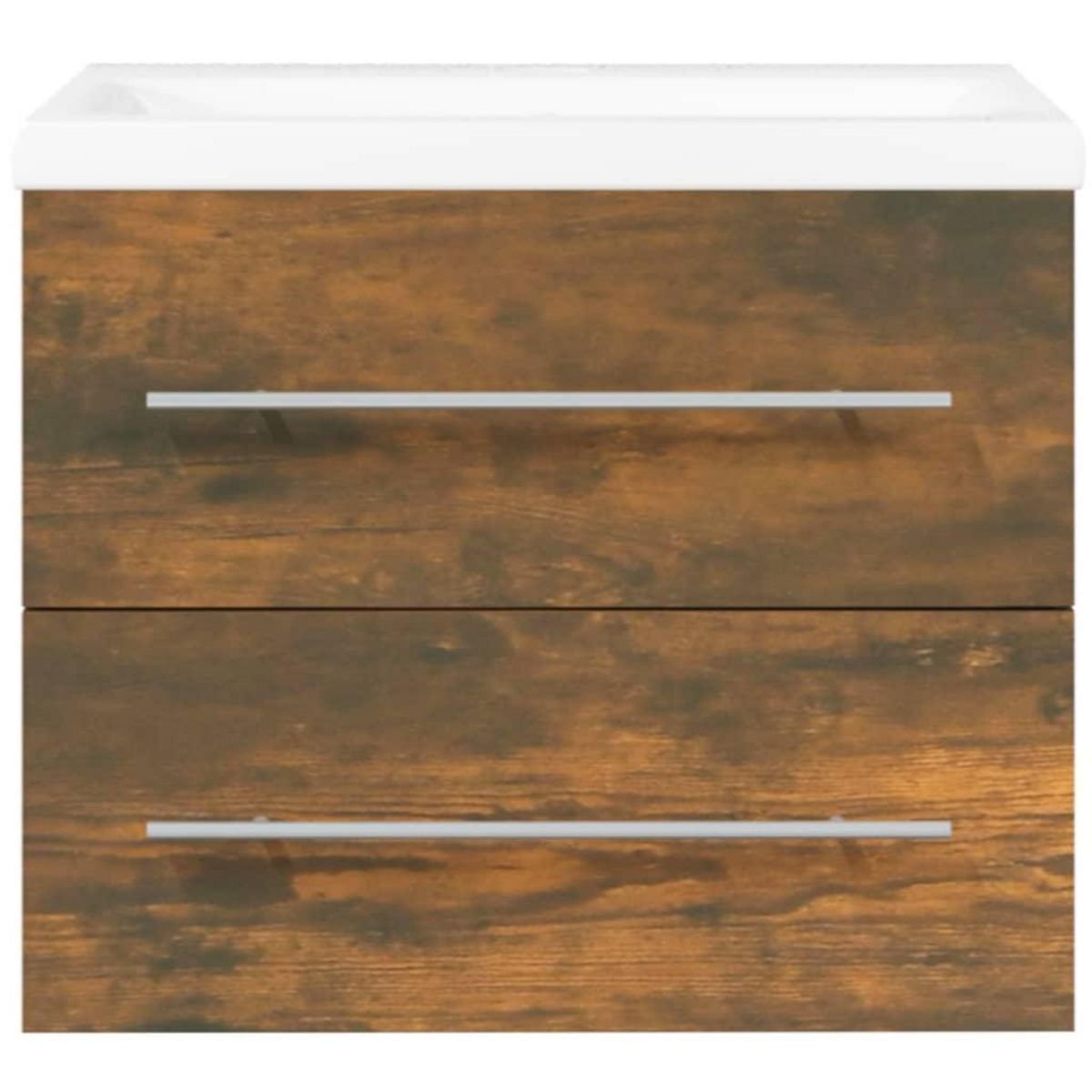 VIDAXL Meuble lavabo avec bassin integre Chene fume Bois d'ingenierie