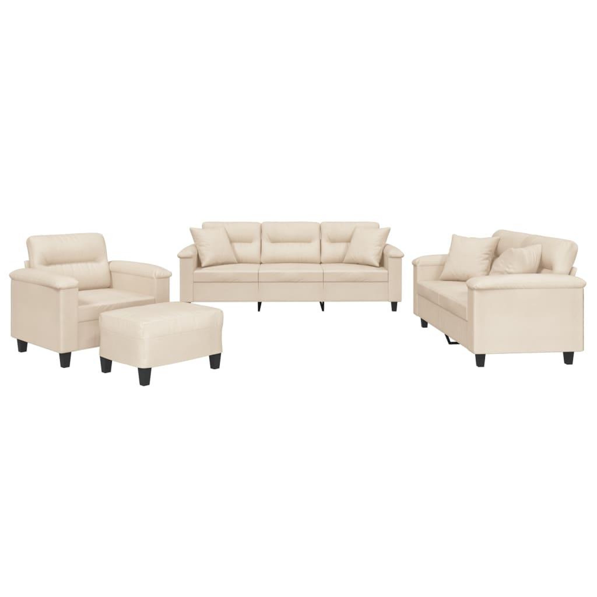 Voir la diapositive 2 : VIDAXL Ensemble de canapes 4 pcs avec coussins Beige Tissu microfibre