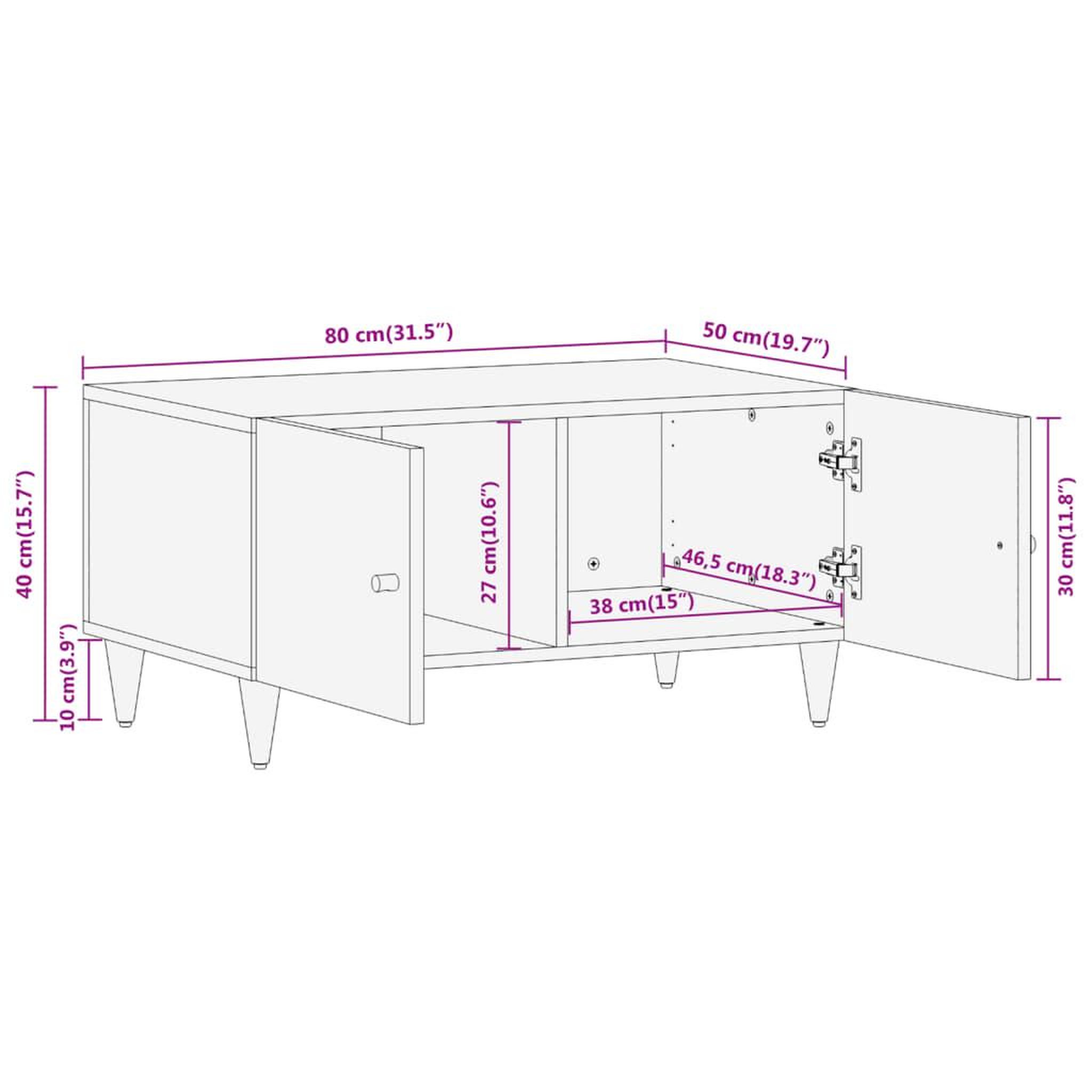 Voir la diapositive 6 : VIDAXL Table basse 80x50x40 cm bois de manguier massif