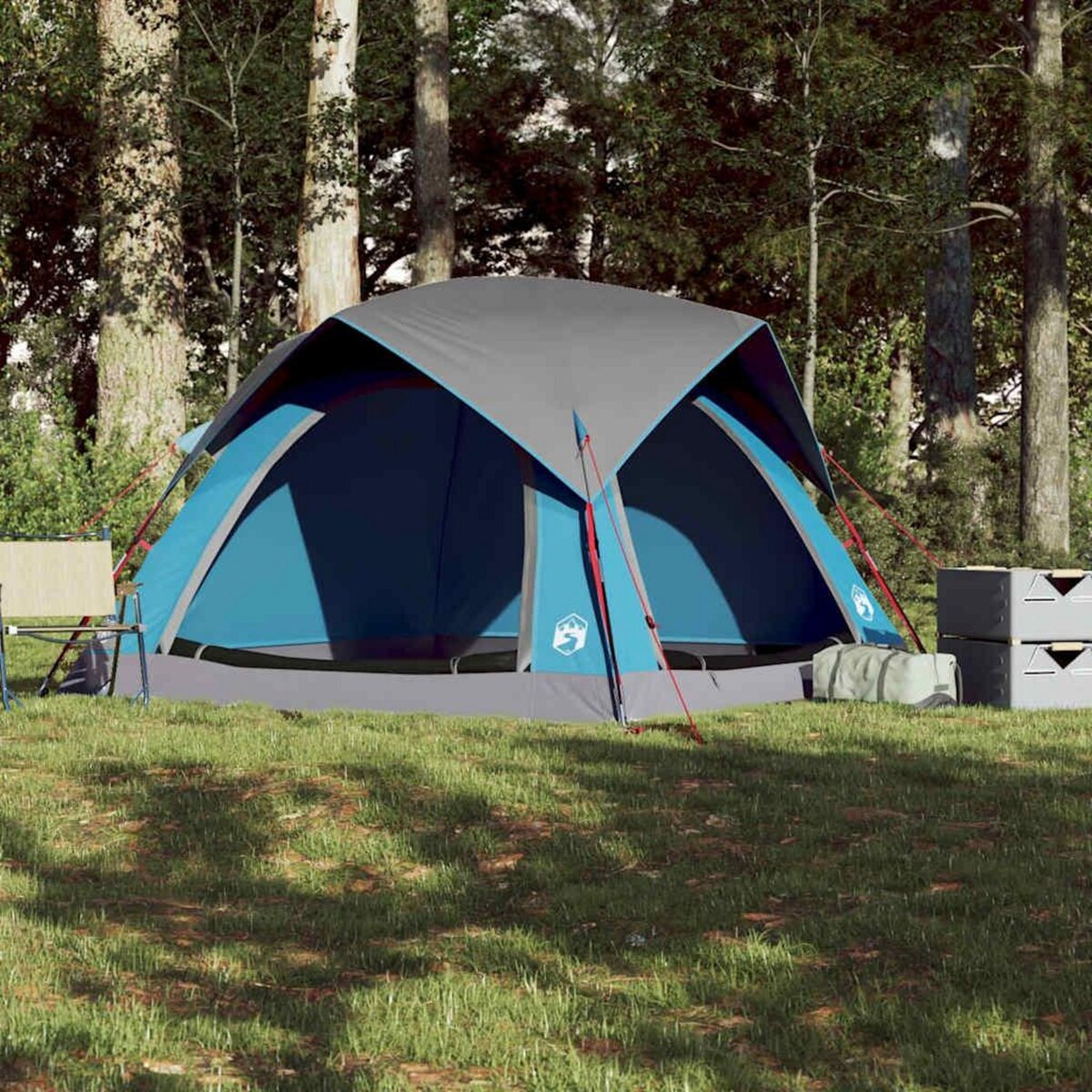 VIDAXL Tente de camping de cabine 4 personnes bleu impermeable