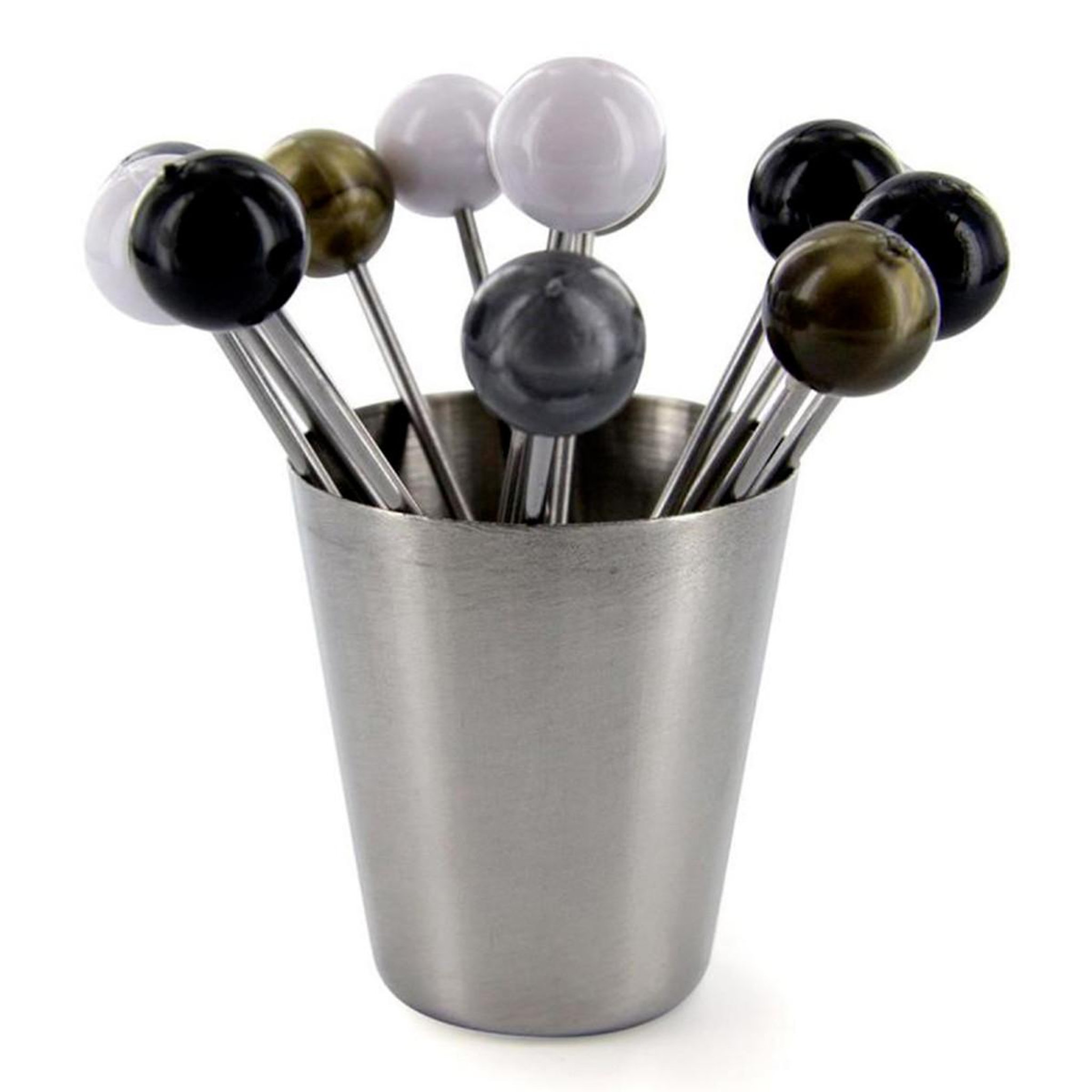 The Home Deco Factory Lot de 12 Piques & Support  Bigorneaux  4cm Argent