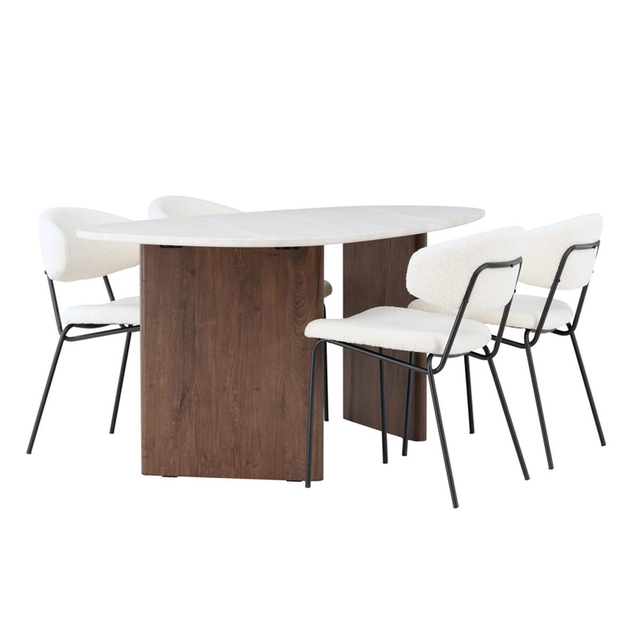Paris Prix Ensemble table à manger & 4 chaises  gronvik & chico  180cm gris clair & blanc crème