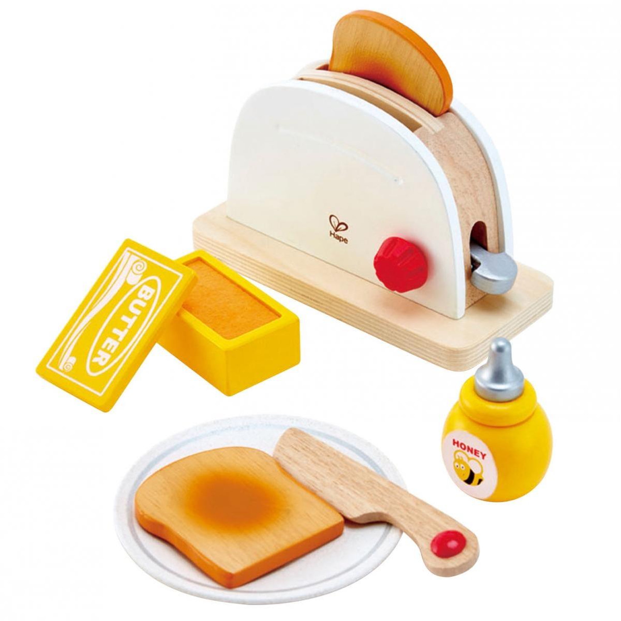 Hape Grille-Pain Blanc avec Fonction Saute-Tartines pour un Petit-Déjeuner Amusant