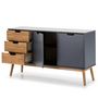 Voir la diapositive 3 : VS VENTA-STOCK Buffet Commode Java 3 tiroir y 2 Porte Anthracite, glissières métalliques, 140 cm