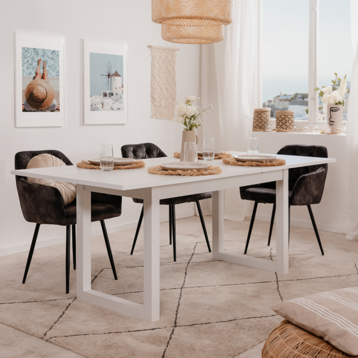CONCEPT USINE Table à manger industrielle extensible 10 personnes blanche KOTOR