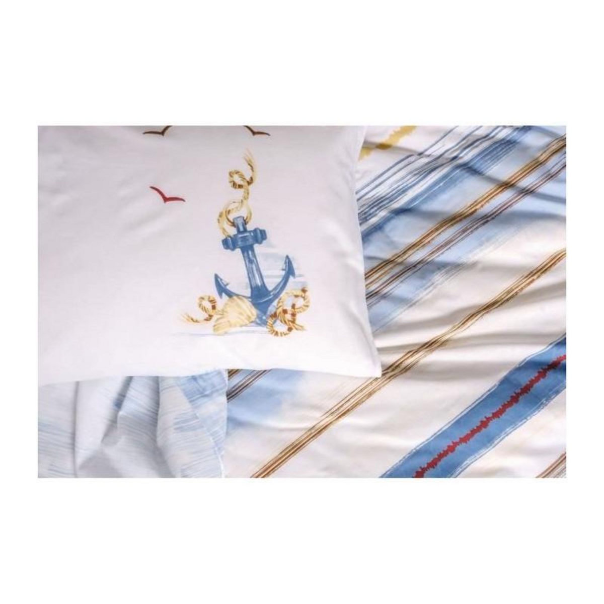 GENERIQUE Parure de lit - 129CTN64496 - 1 housse de couette 220 x 240 cm + 2 taies d'oreiller 60 x 60 cm - 100% coton ranforcé - Bleu