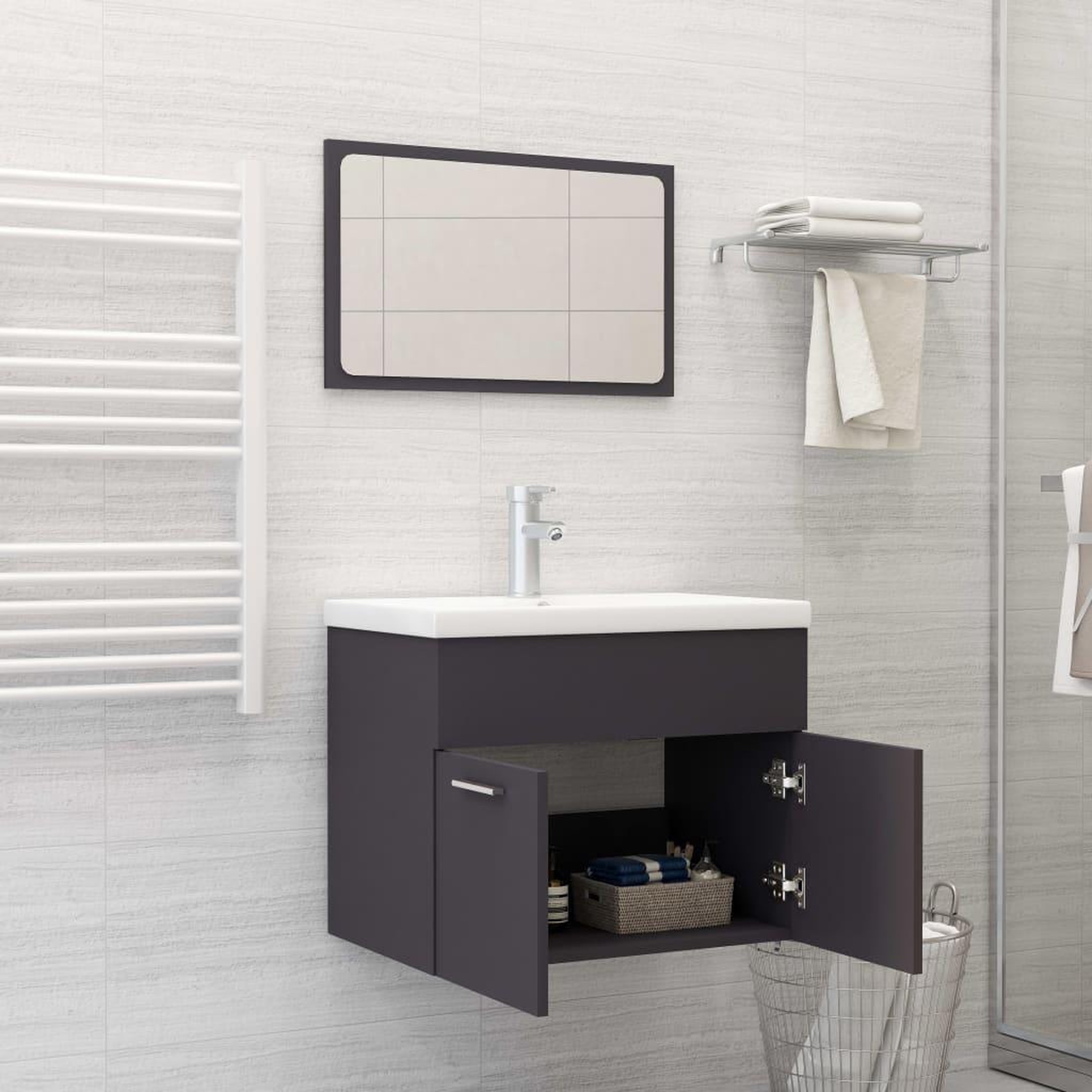 Voir la diapositive 3 : VIDAXL Ensemble de meubles de salle de bain Gris Agglomere