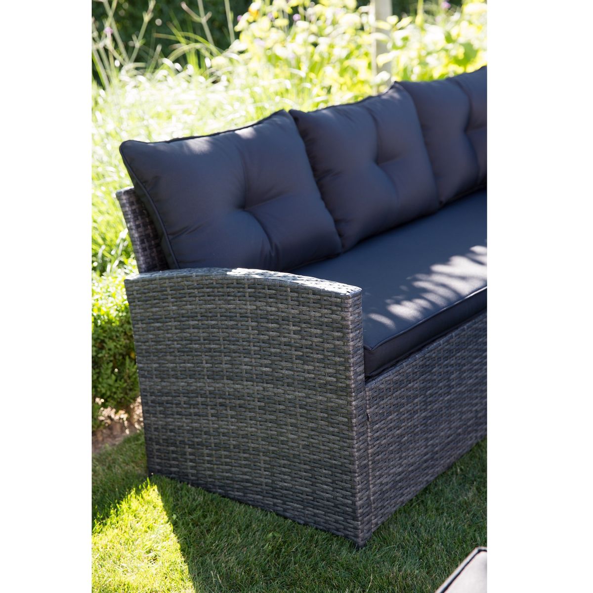 GARDENSTAR Salon bas de jardin - 8 places - Acier/bois - Gris - CANCUN