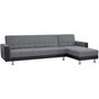 Voir la diapositive 3 : MARKET24 Canapé d'angle 3 places réversible - Tissu gris et simili noir - Pieds en acier - L 277 x P 157 x H 80 cm - IVANA