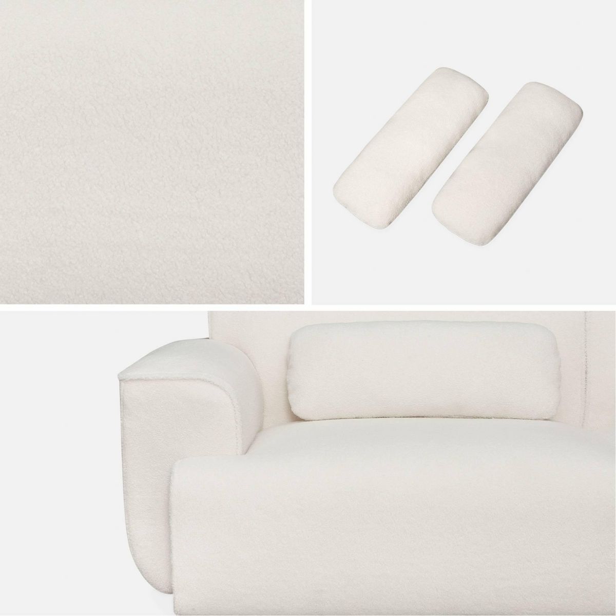 SWEEEK Canapé 3 places. tissu bouclette. 2 coussins déhoussables. Wallas  L 230 x P 98 x H 73cm