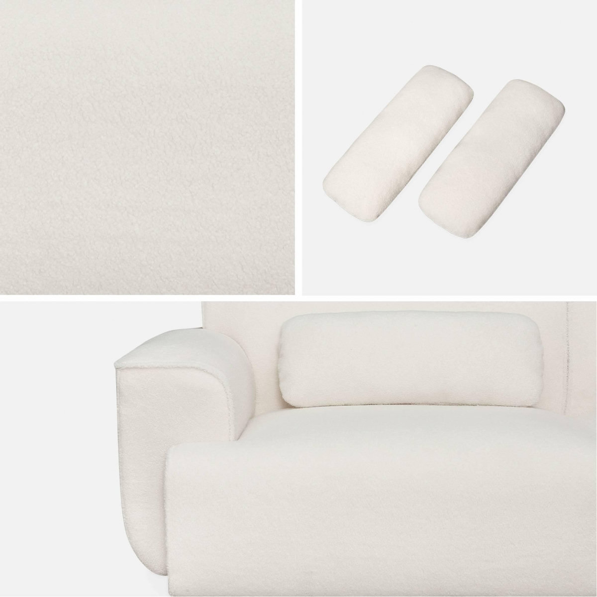 SWEEEK Canapé 3 places. tissu bouclette. 2 coussins déhoussables. Wallas  L 230 x P 98 x H 73cm