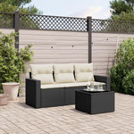 VIDAXL Salon de jardin 4 pcs avec coussins noir resine tressee