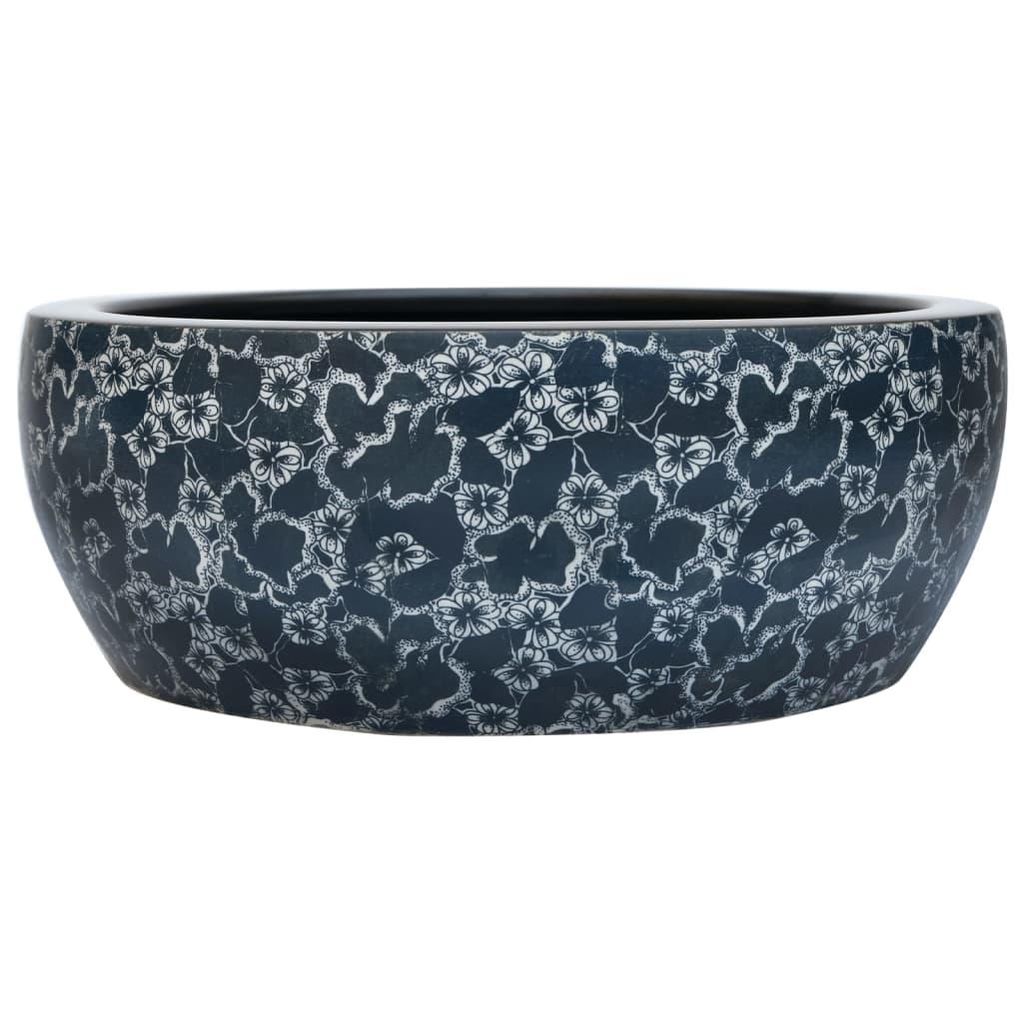 Voir la diapositive 2 : VIDAXL Vasque a poser noir et bleu rond Φ41x14 cm ceramique