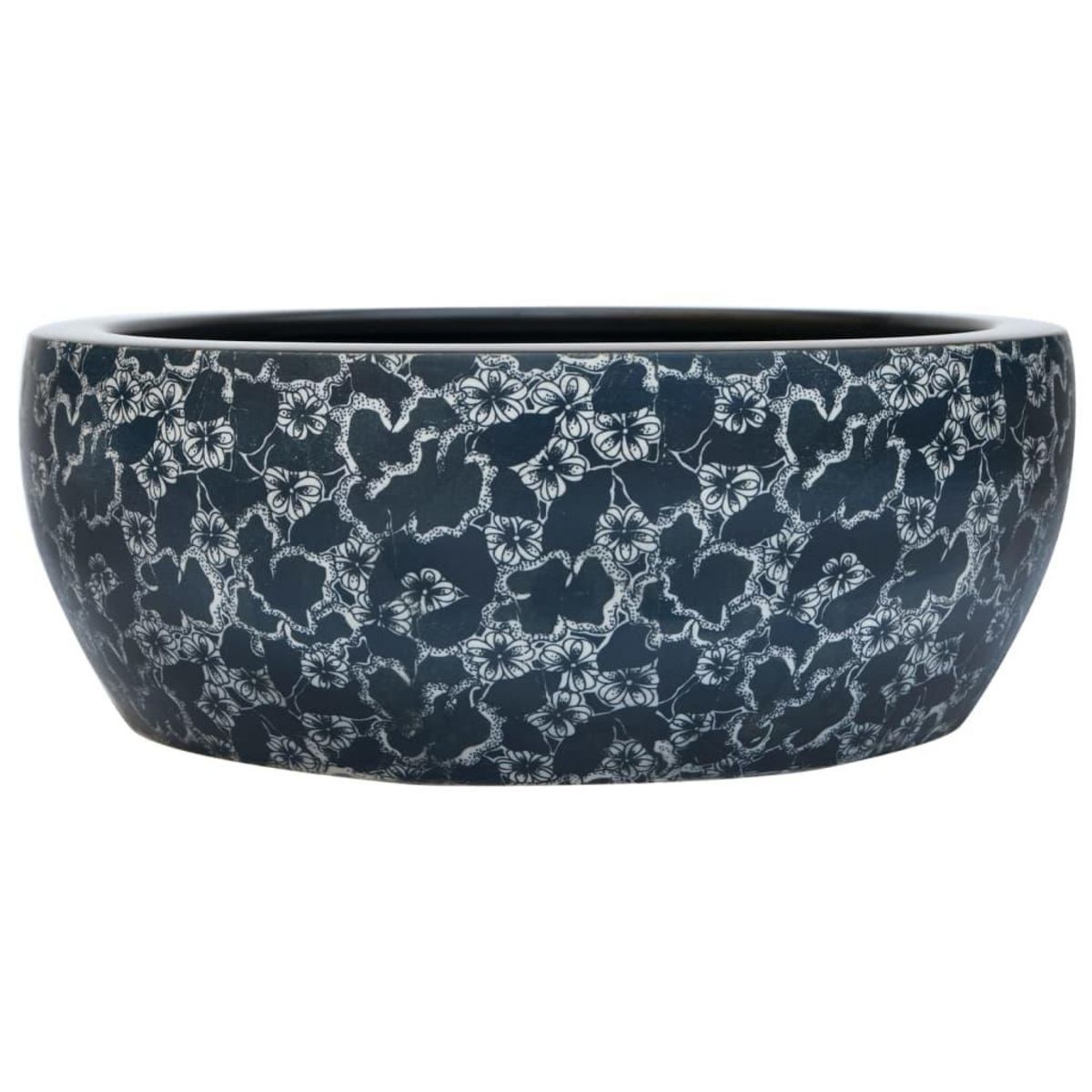 VIDAXL Vasque a poser noir et bleu rond Φ41x14 cm ceramique