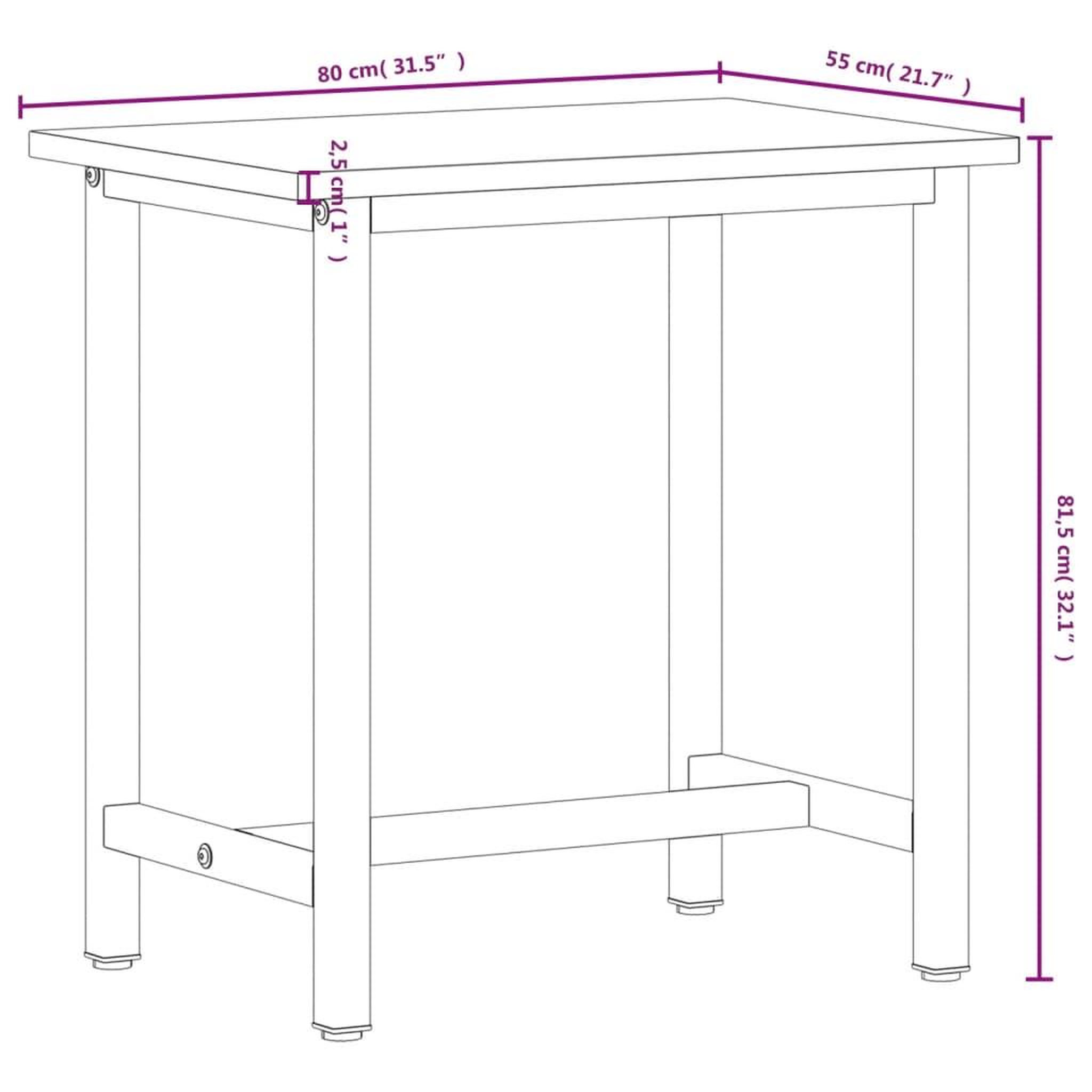 Voir la diapositive 6 : VIDAXL Etabli 80x55x81,5 cm bois massif de hetre et metal