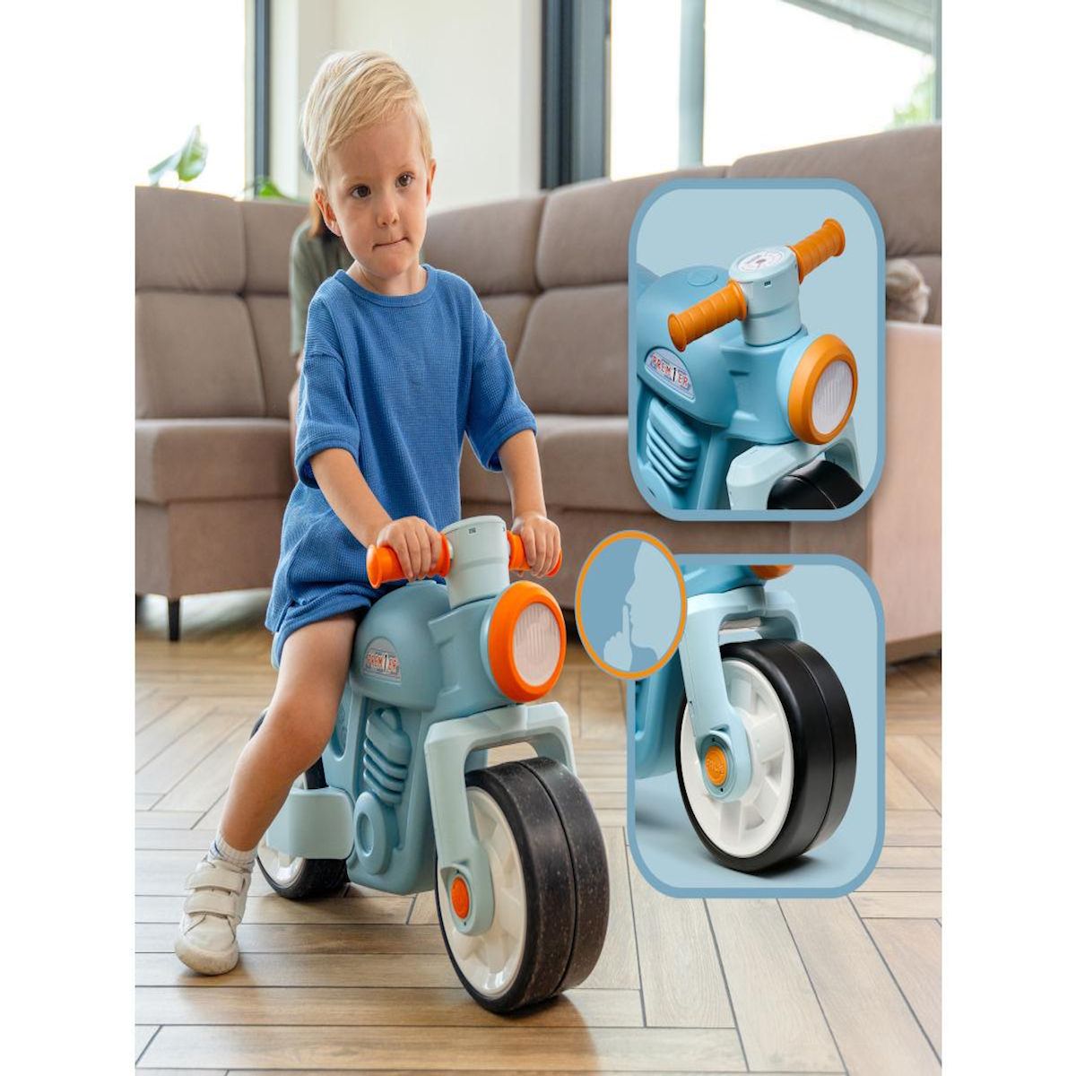 FALK Draisienne vintage Moto bleue avec larges roues silencieuses 1 à 3 ans - Falk